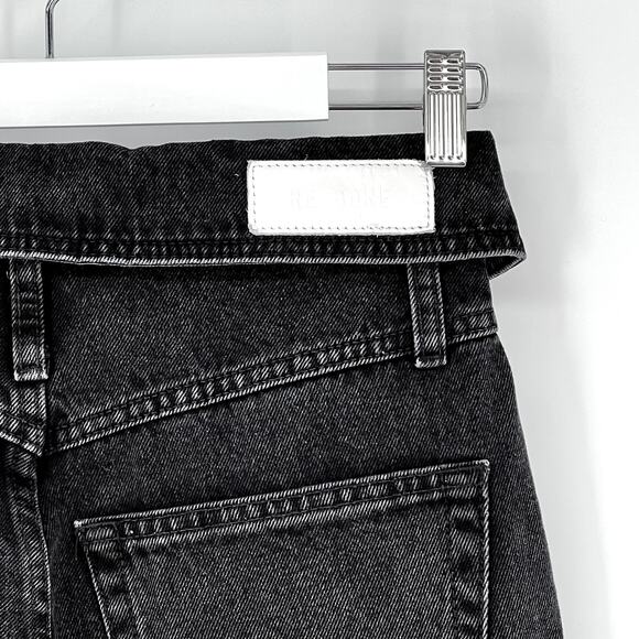 RE/DONE 80s Fold Over Jeans Vintage Noir Black Size 25 High Waist Tapered - Picture 6 of 7